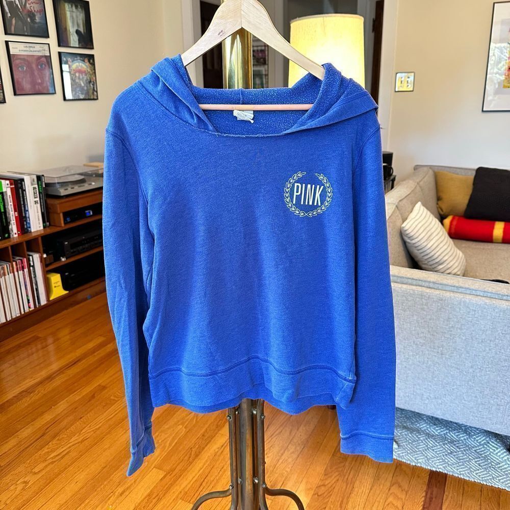 Pink Hoodie Distressed Women’s Medium Blue
